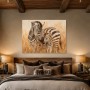 Zebra mit Jungtier als Leinwand oder Kunstdruck für stilvolle Räume