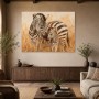 Zebra mit Jungtier als Leinwand oder Kunstdruck für stilvolle Räume