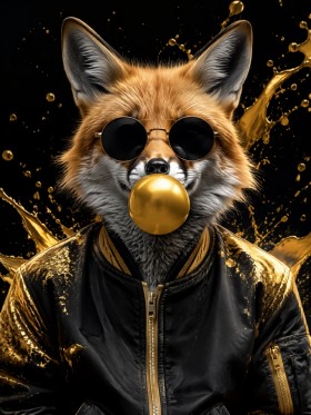 Fuchs mit Goldspray, Poster oder Modernes Wandbild mit urbanem Statement