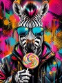 Bunter Zebra Pop Art als Leinwand oder Poster
