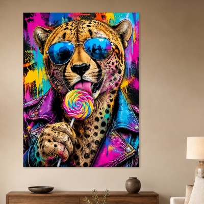 Cheetah mit Sonnenbrille als Acrylbild oder Poster im Pop Art Stil