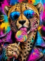 Cheetah mit Sonnenbrille als Acrylbild oder Poster im Pop Art Stil
