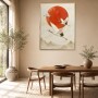 Elegante Kraniche vor roter Sonne, Wandbild oder Kunstdruck