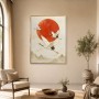 Elegante Kraniche vor roter Sonne, Wandbild oder Kunstdruck
