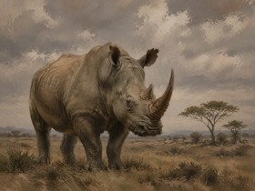 Majestätisches Nashorn im Savannenlicht, Leinwand und Fine Art Print