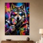 Bunter Wolf mit Sonnenbrille, Poster oder Modernes Wandbild