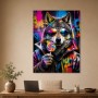 Bunter Wolf mit Sonnenbrille, Poster oder Modernes Wandbild