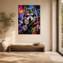 Bunter Wolf mit Sonnenbrille, Poster oder Modernes Wandbild