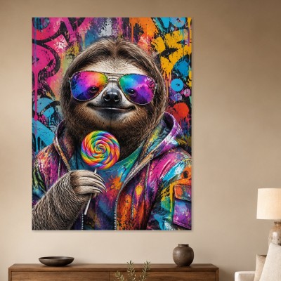 Bunte Faultier-Porträt als Poster oder Modernes Wandbild