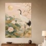 Eleganter Kranich am Lotussee als Kunstdruck oder Leinwand