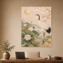 Eleganter Kranich am Lotussee als Kunstdruck oder Leinwand