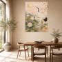 Eleganter Kranich am Lotussee als Kunstdruck oder Leinwand