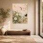 Eleganter Kranich am Lotussee als Kunstdruck oder Leinwand