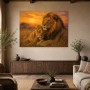 Löwenpaar im Sonnenuntergang, Wandbild oder Fine Art Print