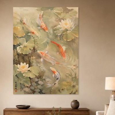 Koi und Seerosen als Gallery Print oder Leinwand