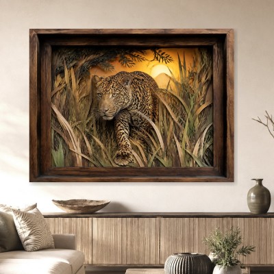 Leopard im Schilf als Wandbild oder Leinwandbild