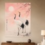 Elegante Kranichszene als Kunstdruck oder Poster in zarten Rosétönen