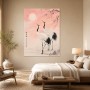 Elegante Kranichszene als Kunstdruck oder Poster in zarten Rosétönen
