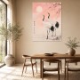 Elegante Kranichszene als Kunstdruck oder Poster in zarten Rosétönen