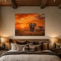 Elefant im Sonnenuntergang als Leinwandbild oder Kunstdruck