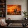 Elefant im Sonnenuntergang als Leinwandbild oder Kunstdruck