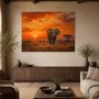 Elefant im Sonnenuntergang als Leinwandbild oder Kunstdruck