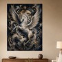 Majestätisches Pegasus Kunstwerk und Luxus Wandbild in Gold und Nachtblau