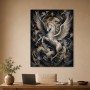 Majestätisches Pegasus Kunstwerk und Luxus Wandbild in Gold und Nachtblau