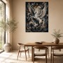 Majestätisches Pegasus Kunstwerk und Luxus Wandbild in Gold und Nachtblau