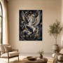 Majestätisches Pegasus Kunstwerk und Luxus Wandbild in Gold und Nachtblau