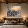 Elefanten am Wasser im Morgenlicht, Leinwand oder Fine Art Print