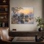 Elefanten am Wasser im Morgenlicht, Leinwand oder Fine Art Print