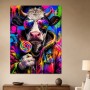 Bunte Kuh mit Sonnenbrille, Kunstdruck und Wandbild im Pop-Art Stil