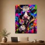 Bunte Kuh mit Sonnenbrille, Kunstdruck und Wandbild im Pop-Art Stil