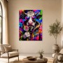 Bunte Kuh mit Sonnenbrille, Kunstdruck und Wandbild im Pop-Art Stil