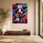 Bunte Kuh mit Sonnenbrille, Kunstdruck und Wandbild im Pop-Art Stil