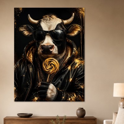 Kuh mit Sonnenbrille als Kunstdruck oder Acrylbild