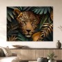 Leopardenmotiv als Kunstwerk oder Wandbild mit edler Blattkomposition