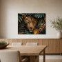 Leopardenmotiv als Kunstwerk oder Wandbild mit edler Blattkomposition