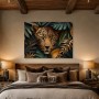 Leopardenmotiv als Kunstwerk oder Wandbild mit edler Blattkomposition