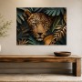 Leopardenmotiv als Kunstwerk oder Wandbild mit edler Blattkomposition