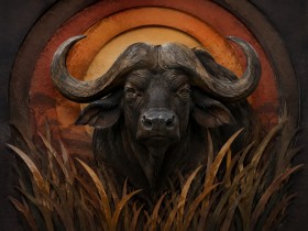 Majestätischer Büffel als Leinwand oder Fine Art Print