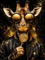Stylische Giraffe mit Goldakzenten, Poster oder Leinwand für moderne Räume