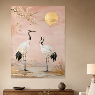 Zarte Kraniche im Morgenlicht, Leinwand oder Fine Art Print