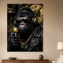 Gorilla mit Sonnenbrille, Lederjacke und Goldkette als Poster oder Leinwand