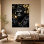 Gorilla mit Sonnenbrille, Lederjacke und Goldkette als Poster oder Leinwand