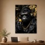 Gorilla mit Sonnenbrille, Lederjacke und Goldkette als Poster oder Leinwand