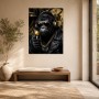 Gorilla mit Sonnenbrille, Lederjacke und Goldkette als Poster oder Leinwand