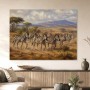 Zebraherde in der Savanne, Leinwand und Kunstdruck