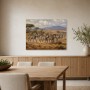 Zebraherde in der Savanne, Leinwand und Kunstdruck